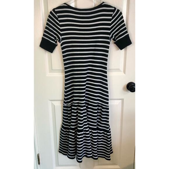 Lauren Ralph Lauren Size Medium Petite Black & White Stripe Short Ruffle Dress - Picture 5 of 5